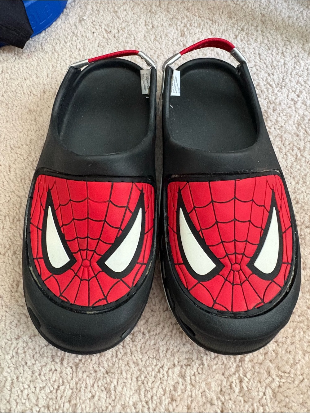 Spiderman Child's Slip On Sling Back Shoes Black And Red Marvel Clogs Size 2